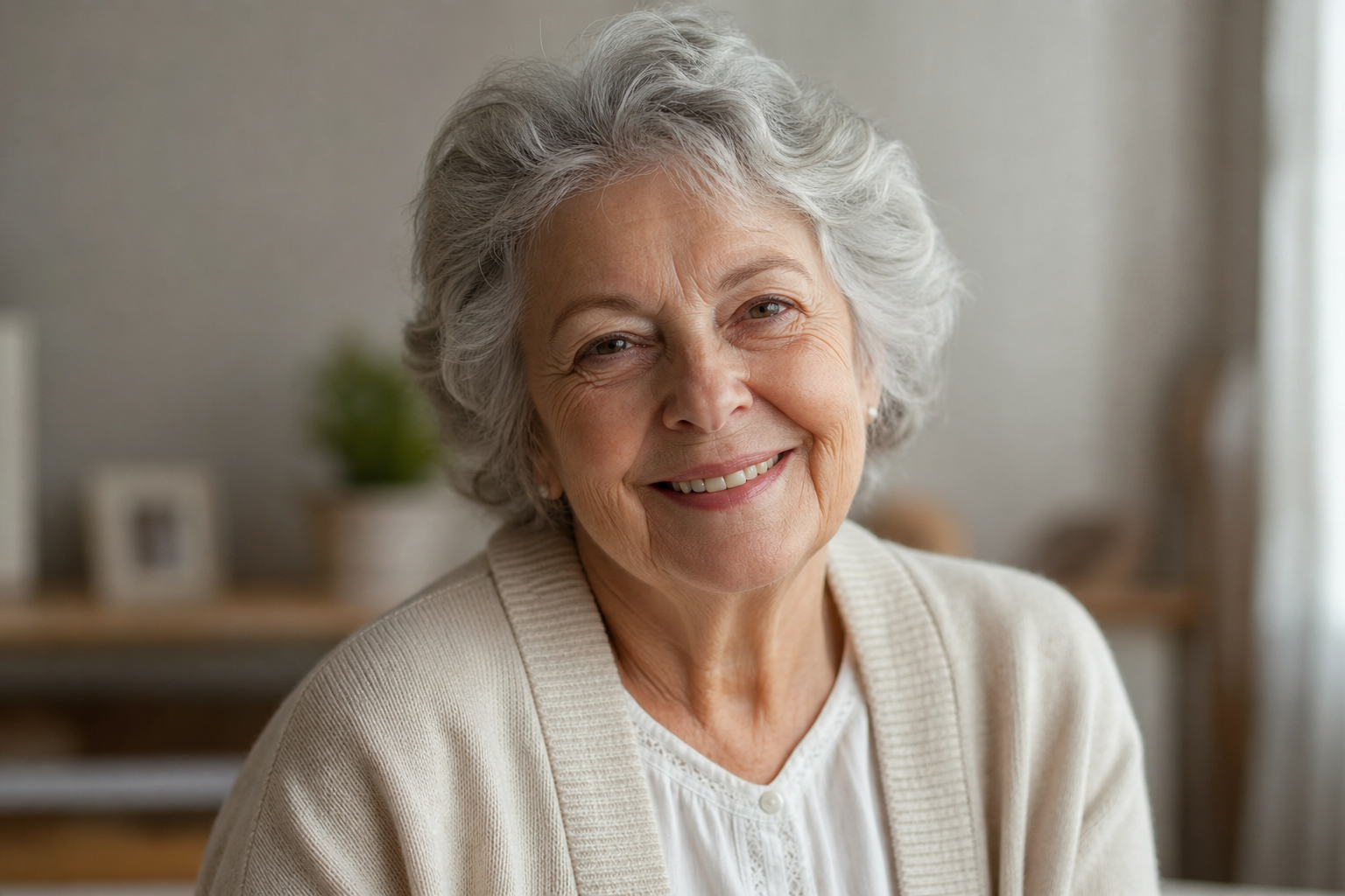 Smiling elderly resident